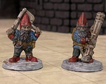 Set of 2 Space Dwarves Gnomes Miniatures for Starfinder D&D Pathfinder Paizo | 28mm PLA 3D Printed | Traveler Gunner Soldier Fighter Warrior
