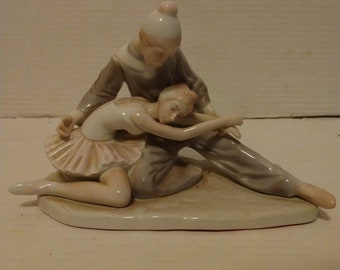 Figurine en porcelaine Meico vintage : Couple de danseurs de ballet ; Fabriqué en République de Chine