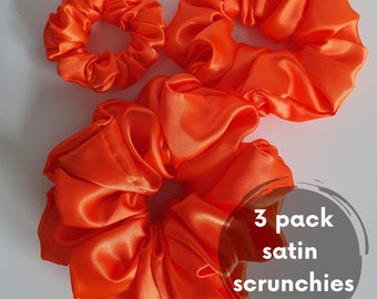 Satin Scrunchies Orange| Daisy| Set of all 3