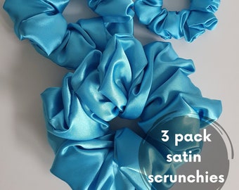 Satin Scrunchies Blue| Bluebell | Set of all 3