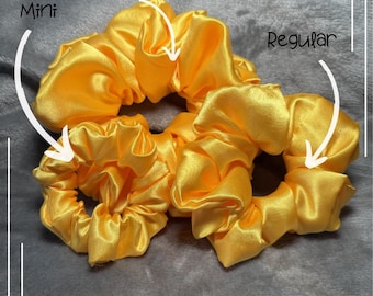 Satijnen scrunchies geel| Goldie | XL, normaal en mini