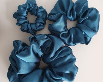 Satin Scrunchie Petrol| Emmy | XL, Regular and Mini