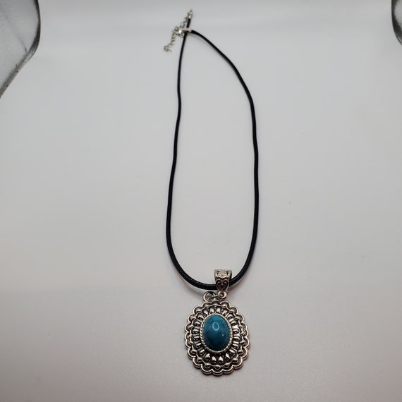 Vintage Turquoise Pendant with Necklace - image 1