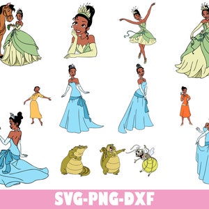 Princess Tiana Svg Bundle, Princess Tiana Png Bundle, Cricut, Layered by Color, Cutting File