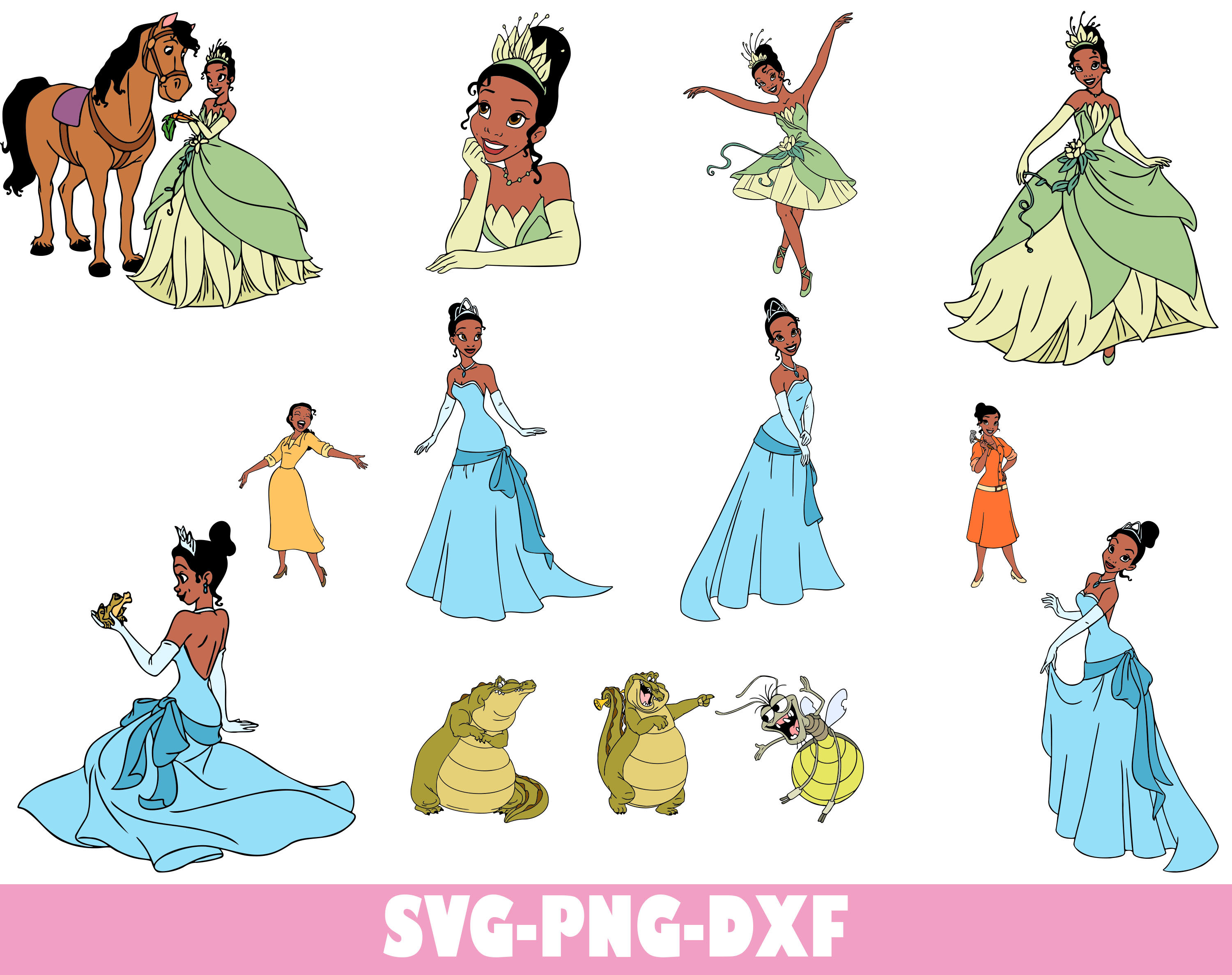 Princess Tiana Svg Bundle, Princess Tiana Png Bundle, Cricut, Layered