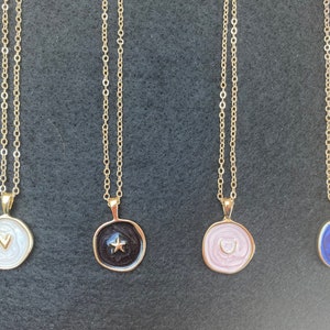 Sun moon star heart irregular round charm enamel coin pendant gold celestial necklace. Friend, gift for her, birthday present. Multibuy