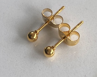 Orecchini a perno a sfera placcati in oro 18 carati: acciaio inossidabile, 2-5 mm