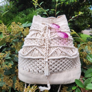 Stylish Macrame Backpack Bag Purse Handmade Bag and Exquisitely Detailed Perfect Boho Accessory Handmade Gift image 2