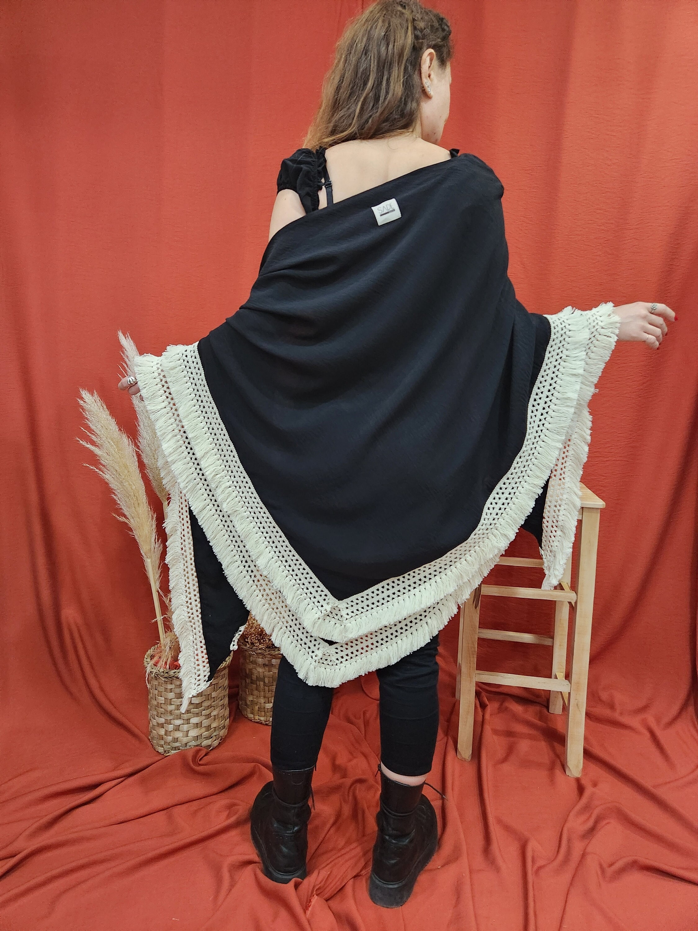 cotton black shawl
