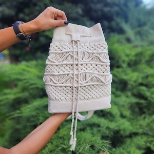 Stylish Macrame Backpack Bag Purse Handmade Bag and Exquisitely Detailed Perfect Boho Accessory Handmade Gift image 5