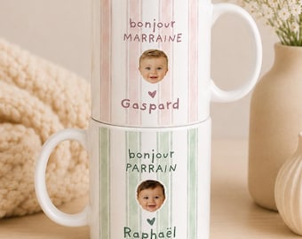 Mug Parrain Personnalisé avec Photo : Cadeau Parrain Marraine, Tasse Personnalisée Baptême, Demande Parrain, Cadeau Baptême