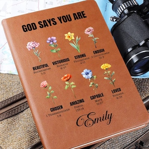 Personalized Prayer Journal for Women - Custom Positive Affirmations Journal - God Says You Are - Christian Gift - Religious Gift for Girls