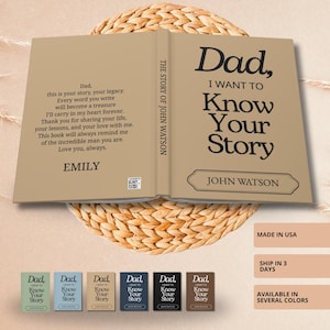 Diario de herencia para papá | Cuaderno de tapa dura con rayas, instrucciones y cubierta mate, "Papá, cuéntame tu historia"