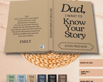Custom Legacy Journal, Dad's Story: A Blank Lined Journal with 150 Guided Prompts in Word - Father's Day Gift, Christmas or Birthday Gift