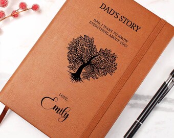 Legacy Journal, Dad's Story: A Blank Lined Leather Journal with 150 Guided Prompts in Word - Perfect Father's Day Gift, Christmas Gift