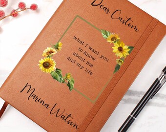 Diario personalizado para mamá - Regalo de cuero vegano para el Día de la Madre de parte de hija o hijo - Cuaderno Dear Mom