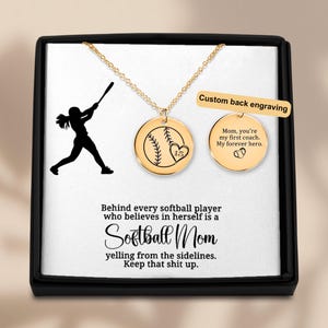 Collier Softball Mom Personnalisé avec Carte drôle - Cadeau Maman Softball - Collier Initiale ou Numéro de Maillot