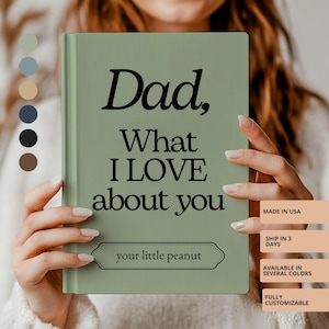 Papá, lo que me gusta de ti – Diario personalizado – Regalo del Día del Padre – Cuaderno de recuerdos para el hijo de papá – Idea de regalo para papá