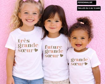 Big sister t-shirt – pregnancy announcement, future big sister t-shirt, soon-to-be big sister, personalized children's t-shirt, I have a secret t-shirt