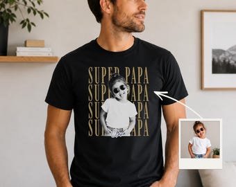Personalized Photo Dad Gift, Dad T-Shirt with Child's Photo, Father's Day Gift, Birthday Gift, Vintage Personalized Men's T-Shirt