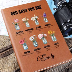 Personalized Prayer Journal for Women - Custom Positive Affirmations Journal - God Says You Are - Christian Gift - Religious Gift for Girls