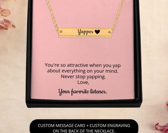 Yapper Necklace Personalized for Best Friend, Professional Yapper Gift, Chatterbox Jewelry, Yapper Girl Necklace, Custom Engraved Necklace
