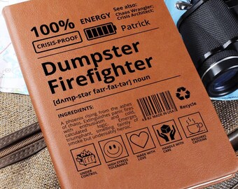 Funny Coworker Gift, Dumpster Firefighter Definition Notebook, Workplace Bestie Gift Personalized Manager Journal Boss or Coworker Gift Idea