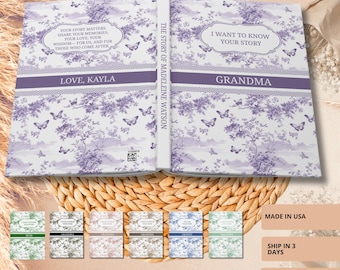 Custom Legacy journal, Gift for Mom, Grandma, Nana, tell me your story journal, Grandparents Gifts,  Personalized Toile de Jouy Notebook
