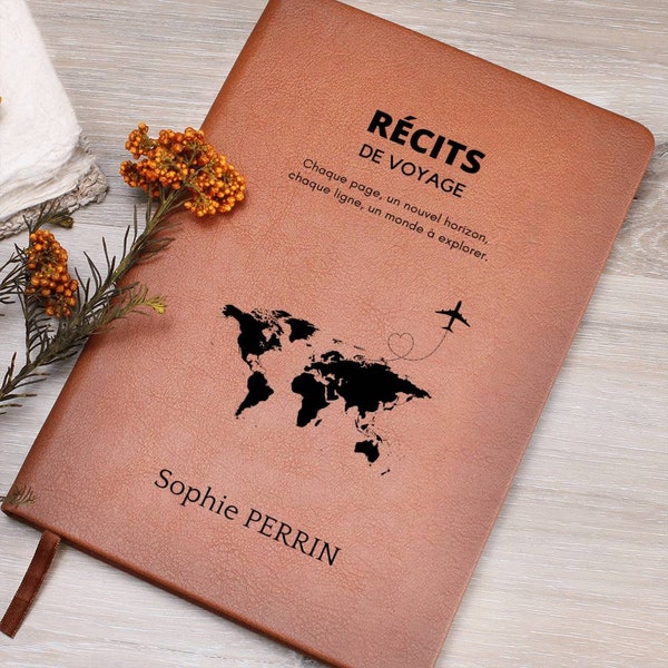 Recits de voyage - carnet de voyage a remplir - journal intime en cuir vegetalien - cadeau unique pour elle