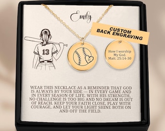 Christian Softball Gift Faith, Softball Necklaces Faith Gifts for Christian Softball Players Coaches Teams Senior Gifts Personalized