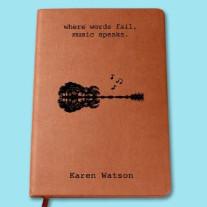 Personalisiertes Lyrics-Tagebuch, Songwriter-Notizbuch, Musiker-Tagebuch, Lyrics-Tagebuch, Notizbuch mit Gitarre
