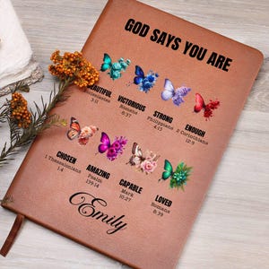 Personalized Prayer Journal for Women - Custom Positive Affirmations Journal - God Says You Are - Christian Gift - Plr bible journal