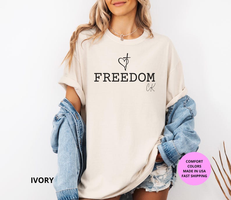 Freedom Christian Shirt Comfort Colors®, Faith T-shirt, Tribute to Charlie K, Bible Verse Tee, Religious Gift, God Family Country Shirt image 6