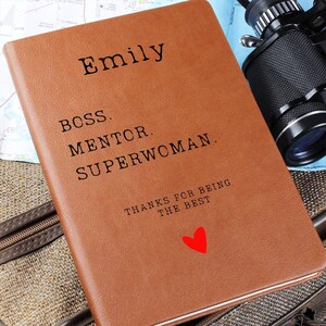 Boss Mentor Superwoman Journal, Gift for Boss, Supervisor Gift, Mentor Appreciation Gift, Personalized Gift, Personalized Leather Notebook