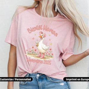 Funny Pregnancy Announcement T-shirt, Soon to be Mom, Personalized Future Mom T-shirt, Cute Floral Goose Tee Shirt, Original Pregnancy Gift