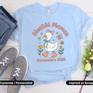 Funny Pregnancy Announcement T-shirt, Soon to be Mom, Personalized Future Mom T-shirt, Cute Floral Goose Tee Shirt, Original Pregnancy Gift