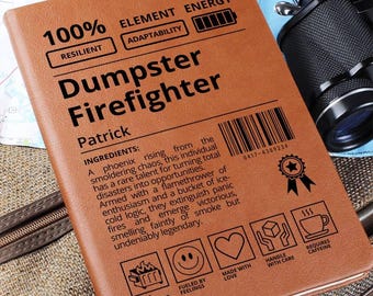 Dumpster Firefighter Definition Notebook, Funny Coworker Gift, Workplace Bestie Gift Personalized Manager Journal Boss or Coworker Gift Idea