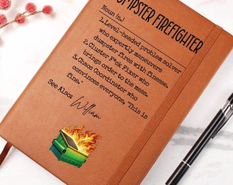 Funny Dumpster Fire Notebook, Dumpster Firefighter Journal, Cluster F*ck Fixer Gift, Coworker or Boss Gift, Chaos Coordinator Gift