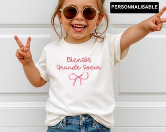 T-Shirt für die werdende große Schwester, Schwangerschaftsankündigung, T-Shirt für die zukünftige große Schwester, personalisierbares T-Shirt für die werdende große Schwester