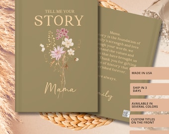 Custom Legacy journal with a wild flower, Gift for Mom, Grandma, nana, nini, tell me your story journal, Grandparents Gifts