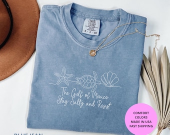 Gulf of Mexico Stay Salty Resist Comfort Colors® Shirt, Anti Trump Shirt, Democrat Gift Tee, FDT Shirt, Political Resist Shirt, Seashell Tee