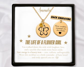 Collana personalizzata La vita di una damigella d'onore, gioielli per damigelle d'onore, regalo di nozze per bambine, collana con iniziale e pietra portafortuna