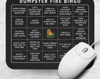 Podkładka pod mysz „Bingo Conference Bin on Fire” | Humorystyczne i ultracienkie akcesorium biurowe