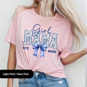 Mama Tshirt – Personalized Pregnancy Announcement T-shirt – Future Mom Tee Shirt Floral Coquette Toile de Jouy – Gift for Her
