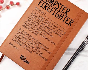 Funny Dumpster Firefighter Definition Journal, Workplace Bestie Gift, Personalized Manager Notebook, Funny Boss Gift Idea, Coworker Gift