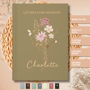 Cuaderno Cartas a mi hija - Cuaderno personalizado con flores silvestres - Diario Mi querida hija - Libro de recuerdos del nacimiento de una niña