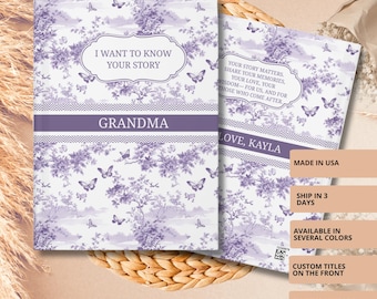 Custom Legacy journal, Gift for Mom, Grandma, Nana, tell me your story journal, Grandparents Gifts, Personalized Toile de Jouy Notebook