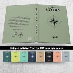 Diario de herencia para papá | Cuaderno de líneas duras con indicaciones guiadas y cubierta mate