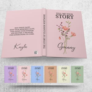 Custom Legacy journal with a wild flower, Gift for Mom, Grandma, nana, tell me your story journal, Grandparents Gifts, Gift from Daughter