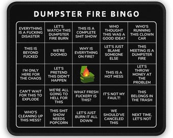 Dumpster Fire Conference Call Bingo Mouse Pad | Durable and Funny Desk Accessory for Work or Home